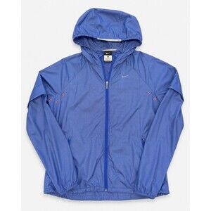 Nike Running Hooded Windbreaker‎ Jacket Blue Micro Check Full Zip Size M